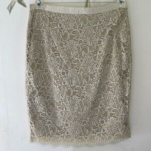 New York & Company Golden Tan Lace overlay Skirt